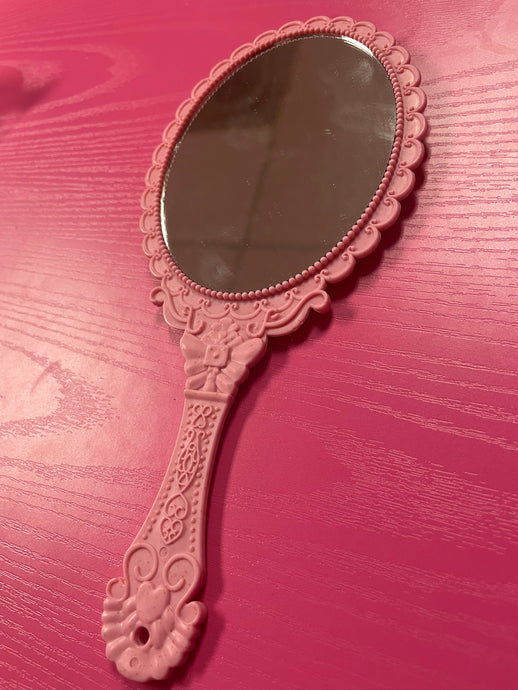 Vintage Look Pink Handheld Mirror