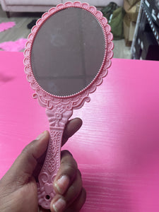 Vintage Look Pink Handheld Mirror